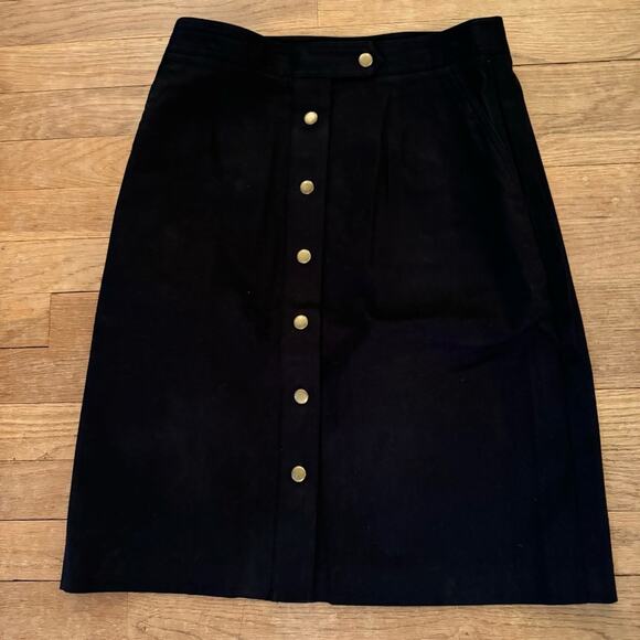 Talbots black snap front knee length chino pencil skirt size 8 b21 - Picture 1 of 6